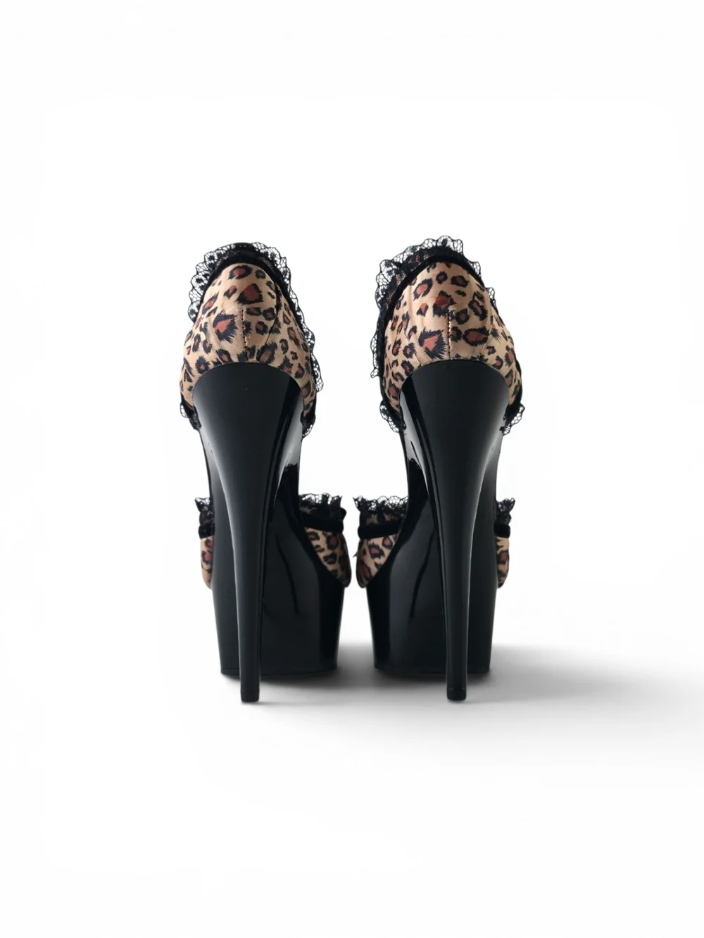 Pleaser Leopard Print Lace Trim Platform Pumps 8
